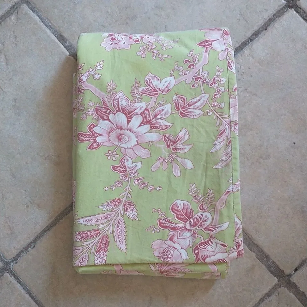 Pottery Barn Twin Duvet Cover Green Pink Floral Cotton Upcycle Crafters Diy